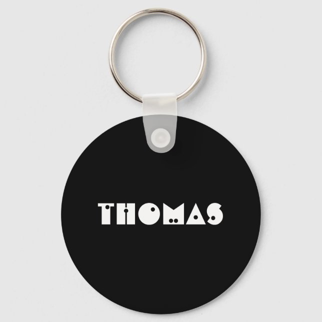 Modern Typography Black and White Custom Name Key Ring (Front)