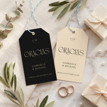 Modern Typography Black Cream Wedding Thank You 