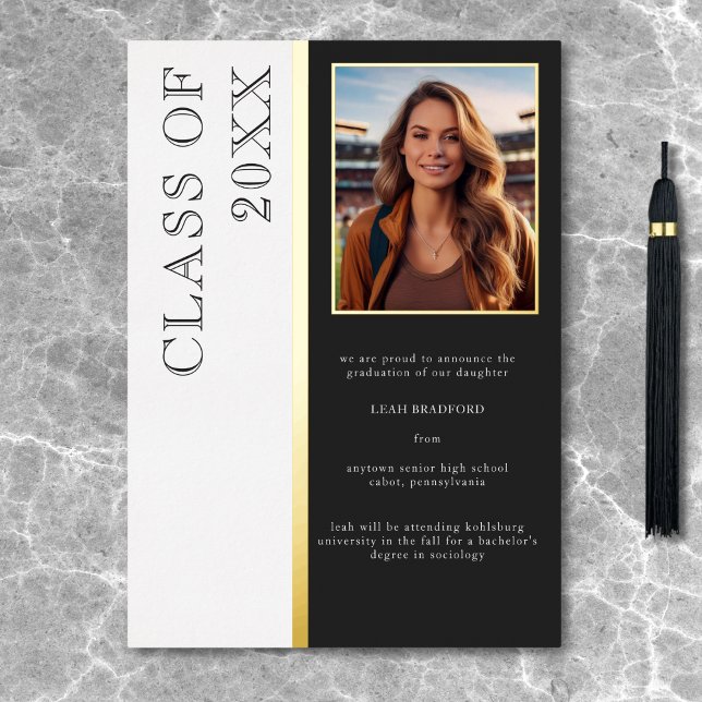 Modern Typography Black Photo Grad Announcement (Modern Typography Black Photo Grad Announcement)