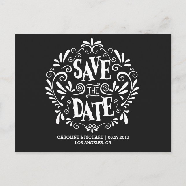 MODERN TYPOGRAPHY | BLACK |SAVE THE DATE POSTCARD (Front)