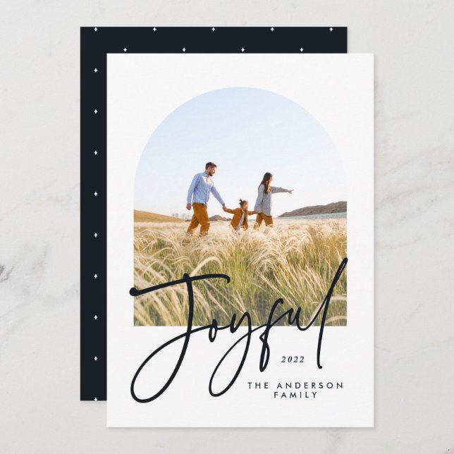 Modern typography black & white 1 photo Christmas (Front/Back)