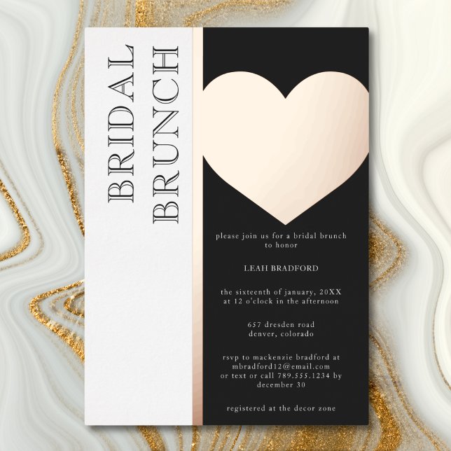 Modern Typography Black White Bridal Brunch (Modern Typography Black White Bridal Brunch Foil Invitation)