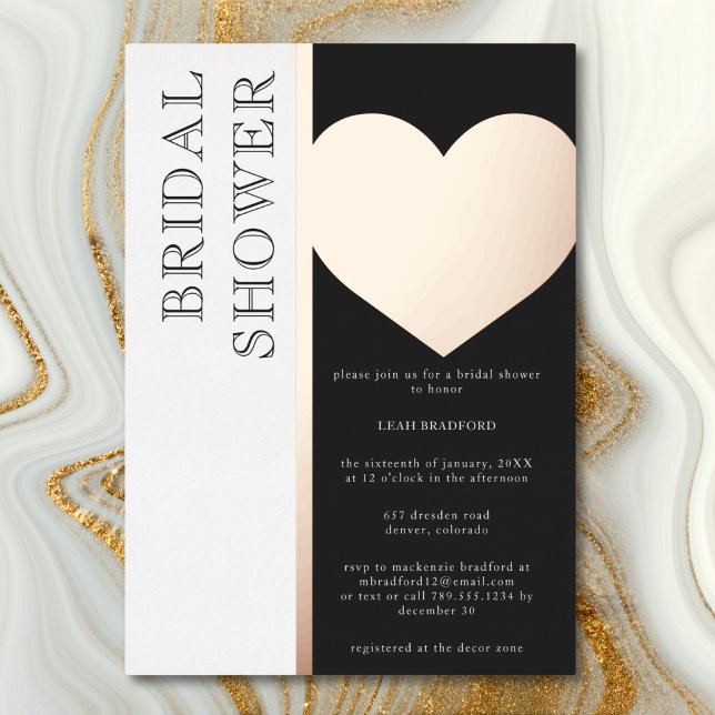 Modern Typography Black White Bridal Shower (Modern Typography Black White Bridal Shower Foil Invitation)