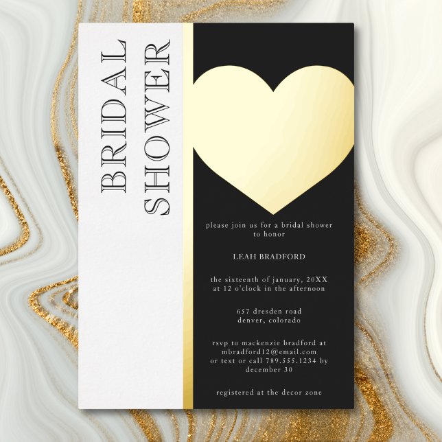 Modern Typography Black White Bridal Shower (Modern Typography Black White Bridal Shower Foil Invitation)