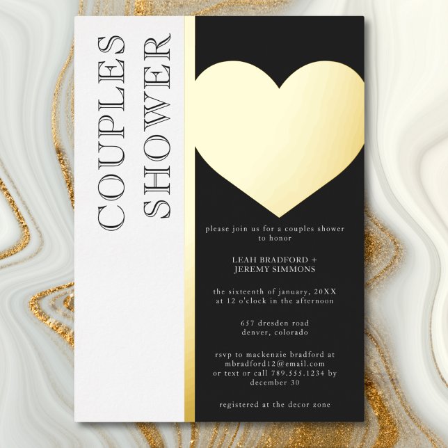 Modern Typography Black White Couples Shower (Modern Typography Black White Couples Shower Foil Invitation)
