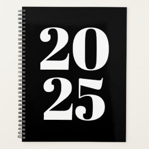 Modern typography black white custom year monogram planner
