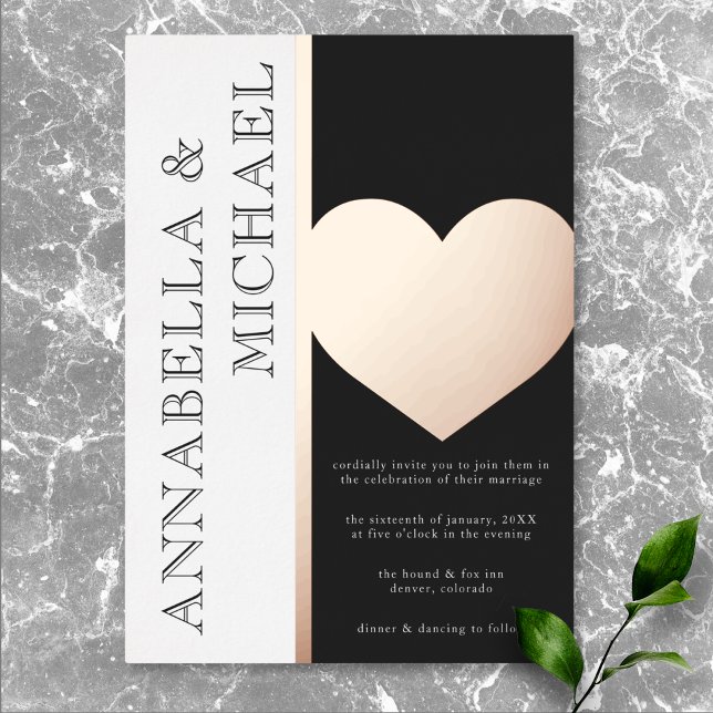 Modern Typography Black White Wedding (Modern Typography Black White Wedding Foil Invitation)
