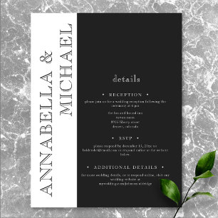 Modern Typography Black White Wedding Enclosure Card