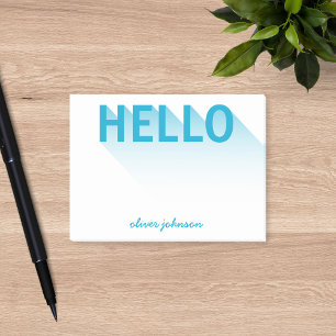 Modern Typography Blue Hello Post-it Notes