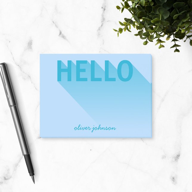 Modern Typography Blue Hello Post-it Notes (Creator Uploaded)