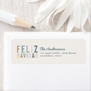 Modern typography blue terracotta Feliz Navidad