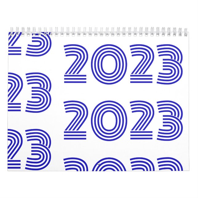 Modern Typography Blue White Calendar (Cover)