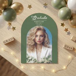 Modern Typography Bold Graduate Olive Green Arch  Invitation