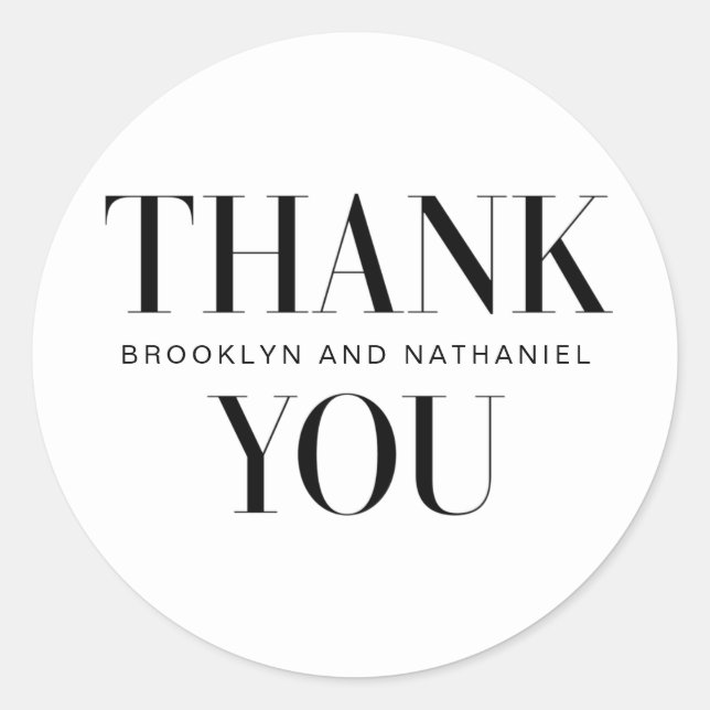  Modern Typography Bold Thank You Classic Round Sticker (Front)