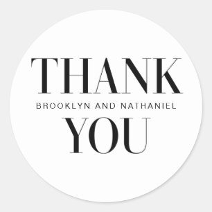  Modern Typography Bold Thank You Classic Round Sticker