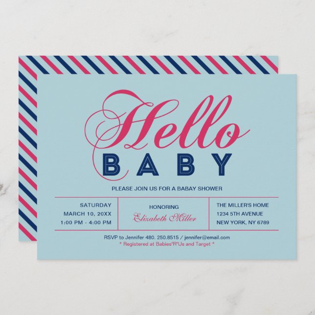Modern Typography Boy Baby Shower, Sprinkle Invitation (Front/Back)