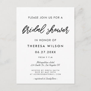 Modern typography Bridal shower invitation Postcard