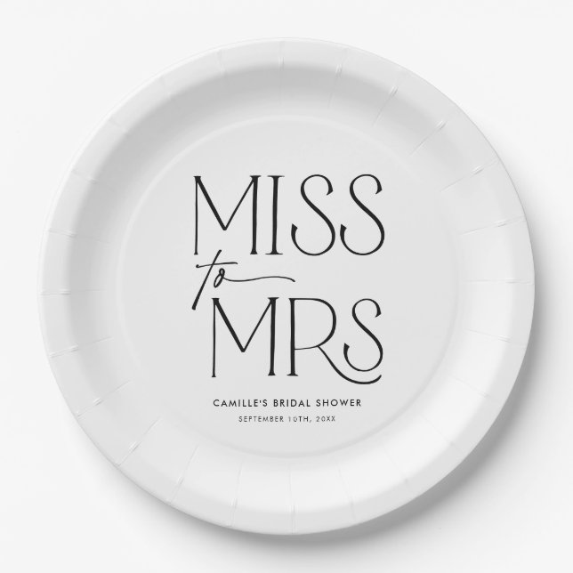 Modern Typography Bridal Shower Paper Plate (Front)