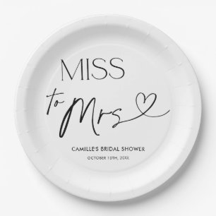 Modern Typography Bridal Shower Paper Plates