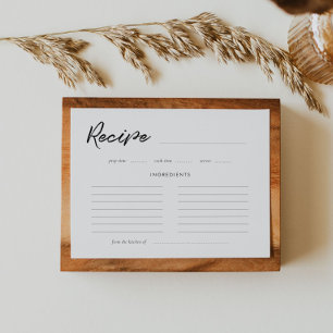 Modern typography Bridal shower recipe card