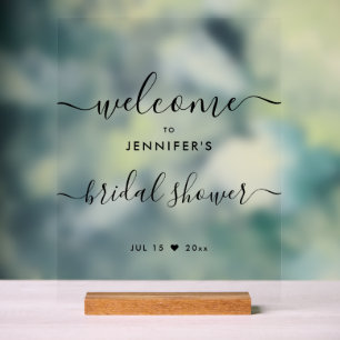 Modern Typography Bridal Shower Welcome Black Acrylic Sign