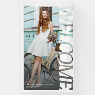 Modern Typography Bridal Shower Welcome Photo  Banner