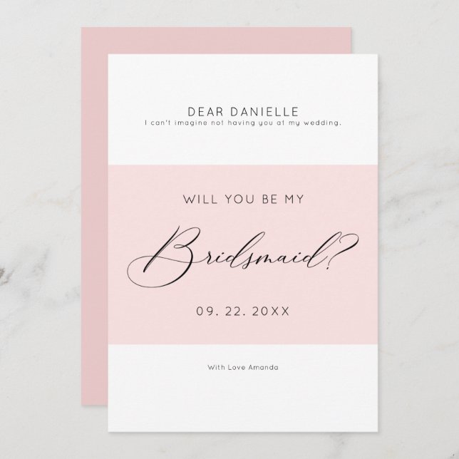 Modern typography Bridesmaid minimalistic invite (Front/Back)