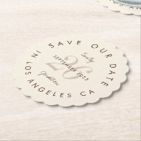 Modern Typography Brown Cream Save The Date