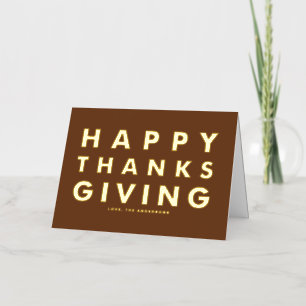 Modern Typography Brown Happy Thanksgiving Gold Foil Greeting Card