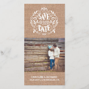 MODERN TYPOGRAPHY   BURLAP   SAVE THE DATE CARD
