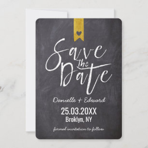 Modern Typography Chalkboard No  Photo Save The Date