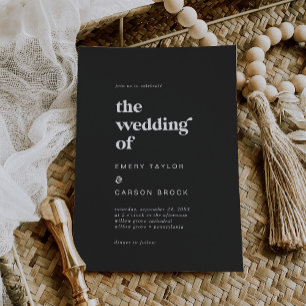Modern Typography   Charcoal Grey The Wedding Of Invitation