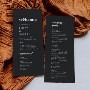 Modern Typography   Charcoal Grey Wedding Program Programme