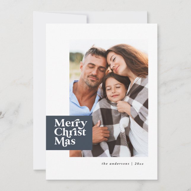 Modern typography chic Christmas elegant photo Holiday Card (Front)