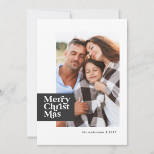 Modern typography chic Christmas elegant photo Holiday Card
