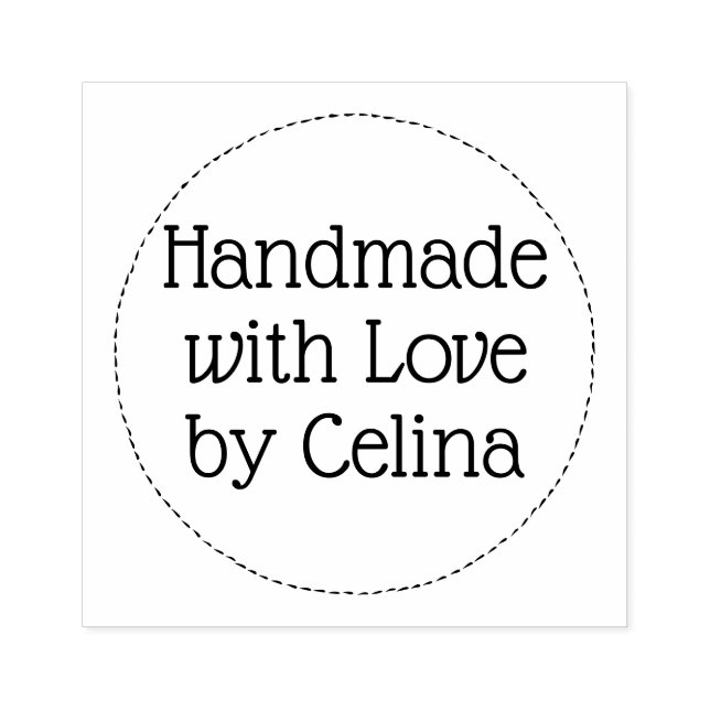 Modern Typography Circle Handmade with Love  Rubber Stamp (Imprint)