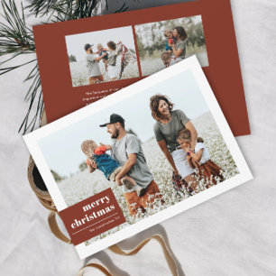 Modern Typography Colour Block Photo Christmas Holiday Card