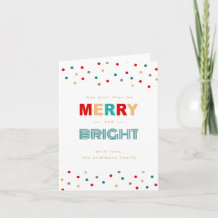 Modern Typography Colourful Confetti Dots Christma Holiday Card