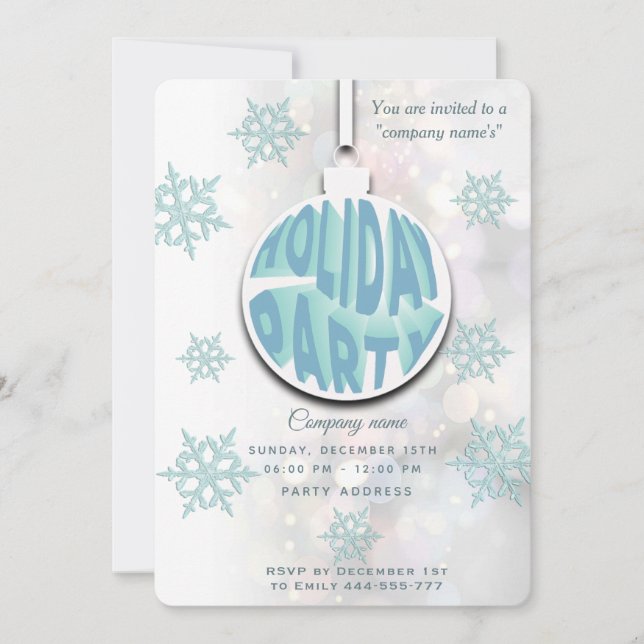 Modern typography corporate Holiday party  Invitation (Front)