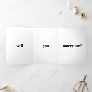 Modern typography custom marriage proposal Tri-Fold card