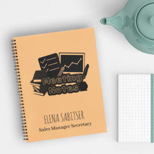 Modern Typography Custom name Meeting Notes  Notebook