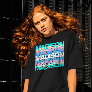 Modern Typography   Custom Name Pastel Holographic T-Shirt