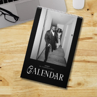 Modern Typography Custom Newlyweds Wedding Photo Calendar