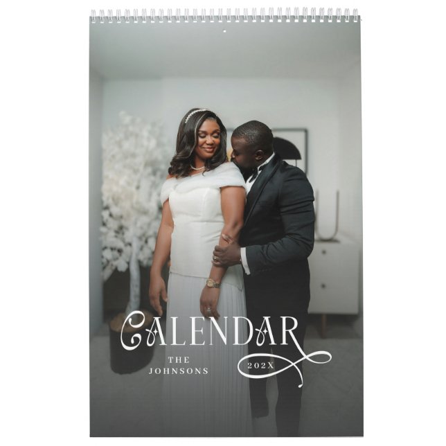 Modern Typography Custom Newlyweds Wedding Photo Calendar