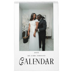 Modern Typography Custom Newlyweds Wedding Photo Calendar