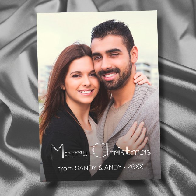 Modern Typography Custom Photo Elegant Christmas Holiday Card (Creator Uploaded)