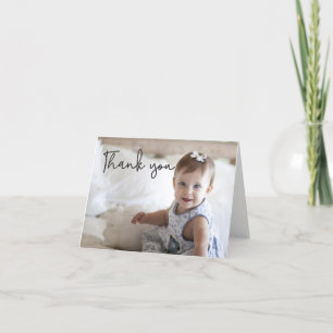 Modern typography Custom Photo First Birthday Thank You Card