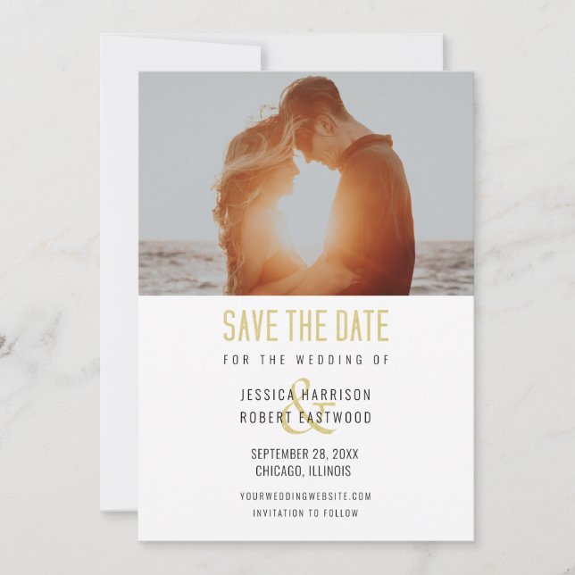Modern Typography Custom Photo Simple Save The Date (Front)