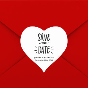 Modern Typography Custom Wedding Save the Date Heart Sticker