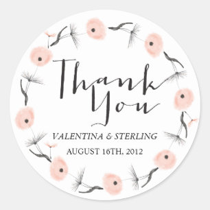 Modern Typography Dandelion Wedding Custom Favour Classic Round Sticker
